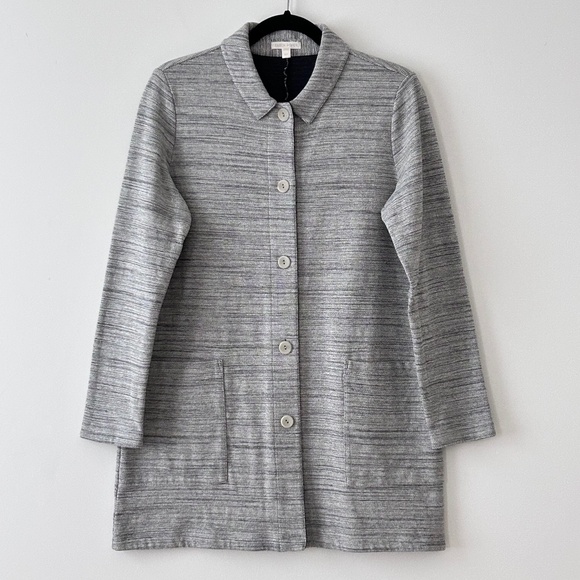 Eileen Fisher Gray Organic Cotton Coat - Picture 1 of 16